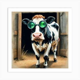 Cow With Glasses 4 Art Print