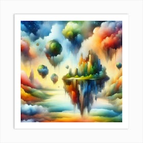 Islands In The Sky (In Watercolour) Style A Art Print