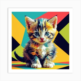 Kitten On A Colorful Background Art Print