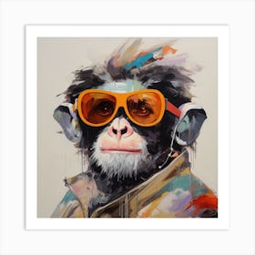 Monkey With Sunglasses - Painting Art Print