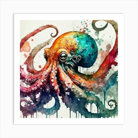 Octopus Watercolor Art Print