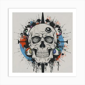 Skull With Billiard Balls Art Print