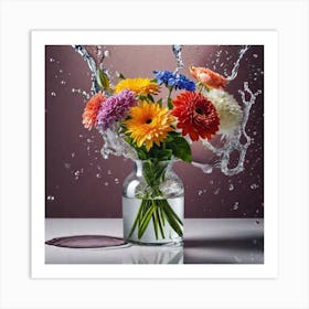 Water Splashing Flowers 9 Art Print