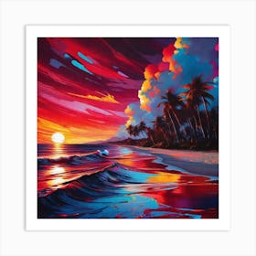 Sunset At The Beach 242 Art Print