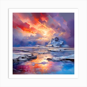 Abstract Colorful Iceburg Storm Cloud Sunset Art Print