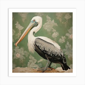 Ohara Koson Inspired Bird Painting Brown Pelican 6 Square Art Print