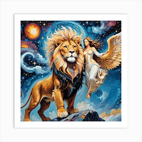 Angel And Lion Art Print