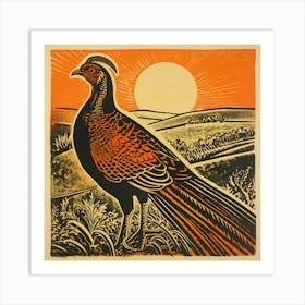 Retro Bird Lithograph Pheasant 2 Art Print