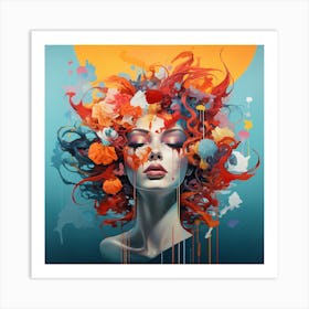 Woman With Colorful Hair 1 Art Print