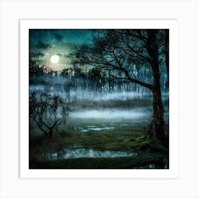 Moonlight In The Forest 3 Art Print
