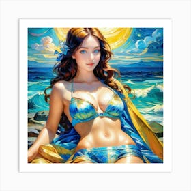 Beautiful Woman In A Bikinicgh Art Print