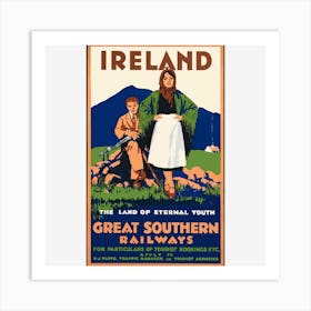 Vintage Travel Poster Ireland Art Print