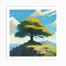 Tree On Top Of A Mountain 3 Art Print