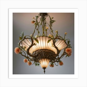 Chandelier With Flowers Art Print