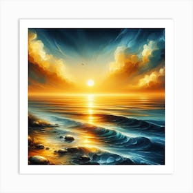 Sunset At The Beach 1 Art Print