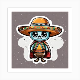 Mexican Sombrero And Pancho Sticker 2d Cute Fantasy Dreamy Vector Illustration 2d Flat Center (19) Art Print