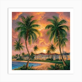 Sunset At The Beach 3 Art Print