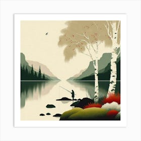 Fishing In The Autumn Art Print