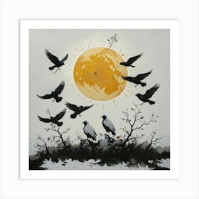 Crows In Flight Art Print