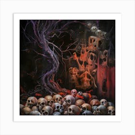 Skulls And Skeletons Abstract Horror Art Print Art Print