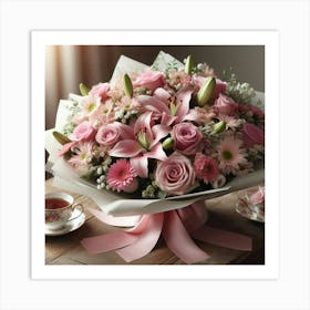 Bouquet Of Pink Flowers 1 Art Print