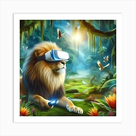 Lion In The Jungle with VR Art Print