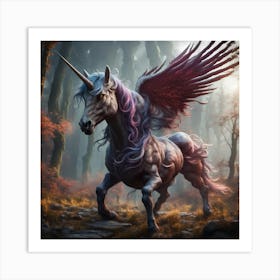 Unicorn In The Woods 1 Art Print