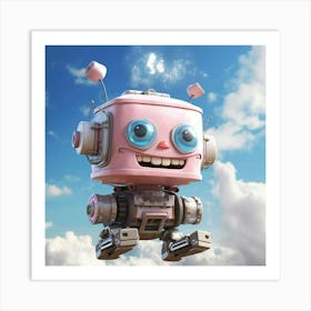 Pink Robot In The Sky Art Print