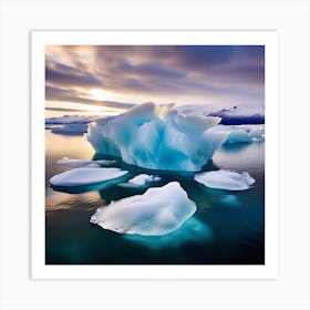 Icebergs At Sunset 18 Art Print