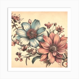 Watercolor Flowers Art Print