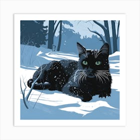 Feline in the Snowfall Art Print