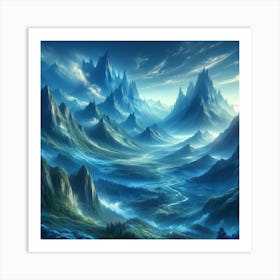 sky Blue mountains 1 Art Print