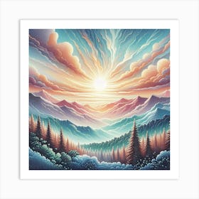 Sunrise in the mountains 1 Art Print