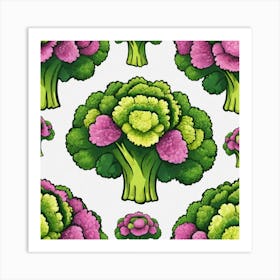 Seamless Pattern Of Broccoli 1 Art Print