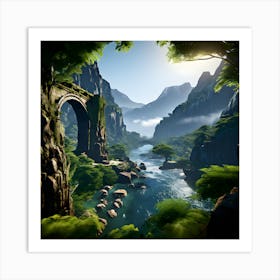 Bridge In The Mountains Art Print