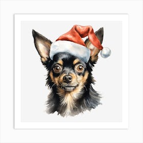 Chihuahua Santa Hat 1 Art Print