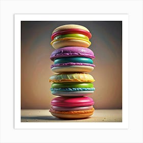 Stack Of Colorful Macarons Art Print