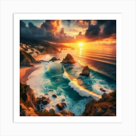 Sunset At The Beach 9 Art Print