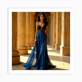 Blue Evening Dress Art Print