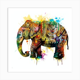 Elephant water colour Painting Art Print