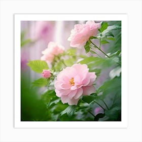 Flowers Leaves Nature Soft Freshness Pastel Botanical Plants Blooms Foliage Serene Delic (10) Art Print