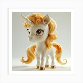 Unicorn With Golden Mane Art Print