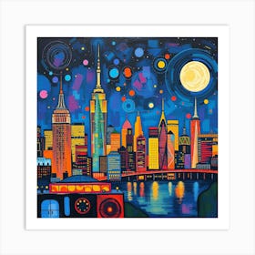 City At Night 1 Art Print