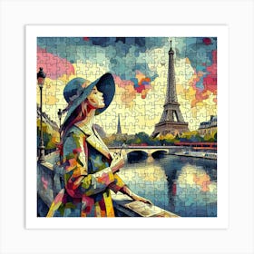 Abstract Puzzle Art French woman in Paris 9 Art Print