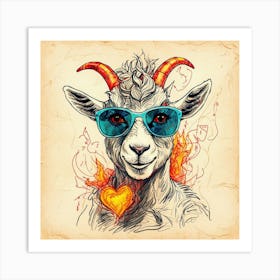 Goat In Sunglasses 1 Art Print