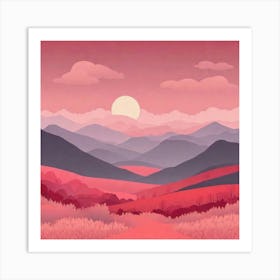 Misty mountains background in red tone 75 Art Print