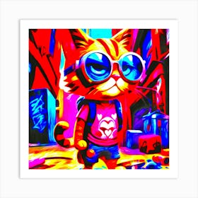 Cat In Sunglasses Art Print