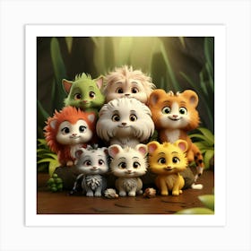 Cute Animals In The Forest Art Print