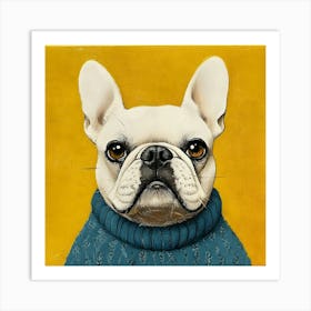 Frenchie In Yellow And Blue 6 Art Print