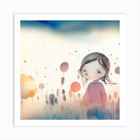 Baby girl in a garden Art Print